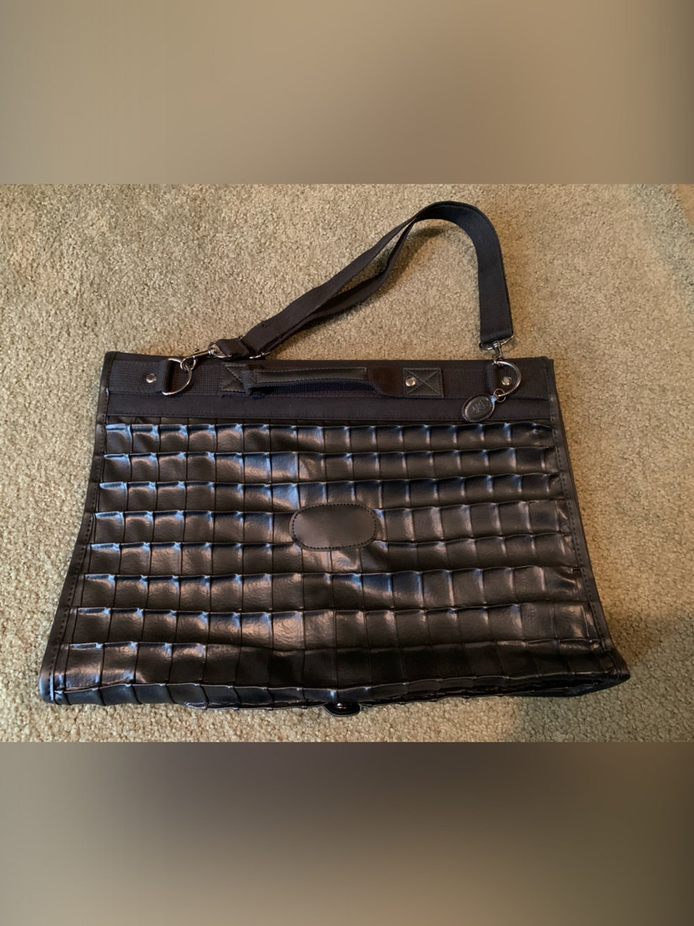Diane Von Furstenberg Black Quilted Laptop Tote with Detachable Strap